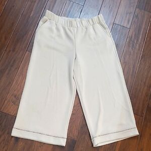 NWT Elie Tahari Creamy Khaki Pullon Cropped Wide-leg Pants size XL